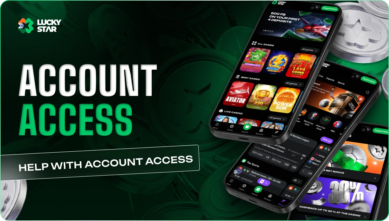 Lucky Star account support covering login, bonus activation and access management
